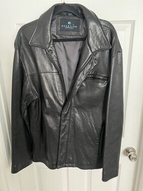 Kenneth Cole Reaction Black Leather Bomber Jacket
